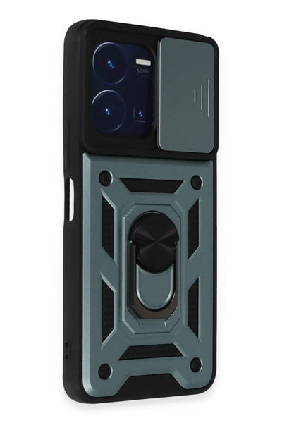 NewFace حافظة DRNDS Vivo Y35 من السيليكون مع حلقة عدسة Pars (180748) - أخضر