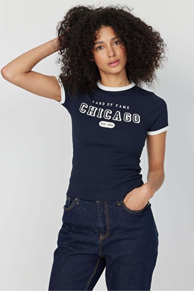 PAULMARK Γυναικείο Ριμπ Τι-σερτ με κορδόνια