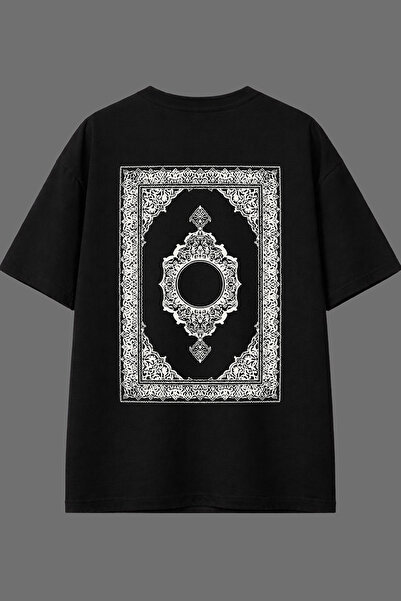 VSRN تي شيرت أسود كبير الحجم بتصميم Kaotic Patterns 1 مطبوع من الخلف