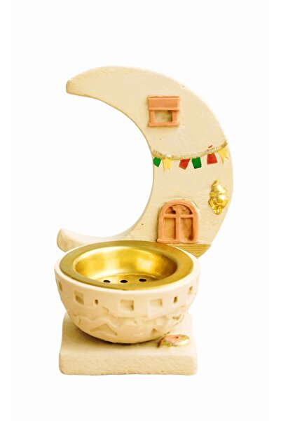 Traditional مبخرة هلالية الشكل، مصنوعة من مادة المابخارا الصناعية، لتزيين الم...