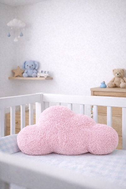 Ünal Çeyiz Tasarım Pembe Peluş Bulut Şeklinde Dekoratif Yastık