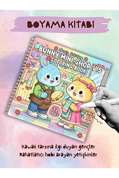 deniz9 Bunny Mini Shop V.5 Kawaii Boyama Kitabı – Mini Dükkanlar ve Tatlı Tez...