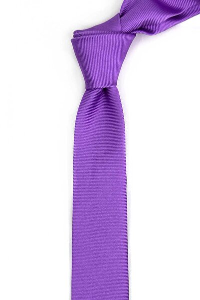 Kravatkolik 4.9 cm Purple Plain Ultra Slim Silk Tie Ik2329