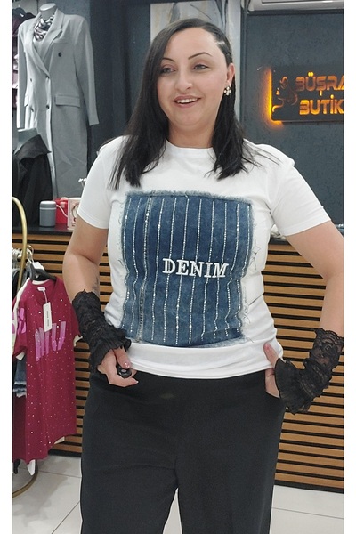 Denim Desenli T-shirt