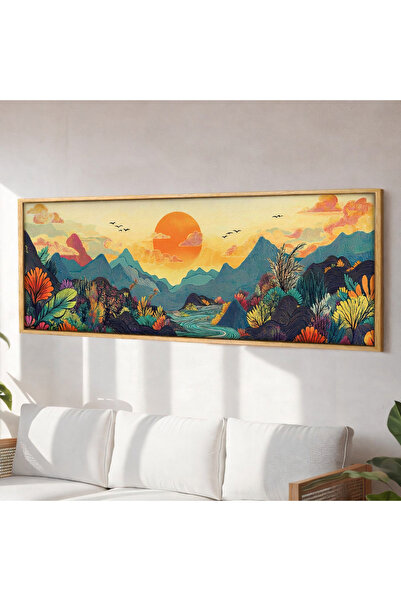 Tuba Decor Tek Parça Gerçek Ahşap Yatay Panorama Çerçeveli Tablo