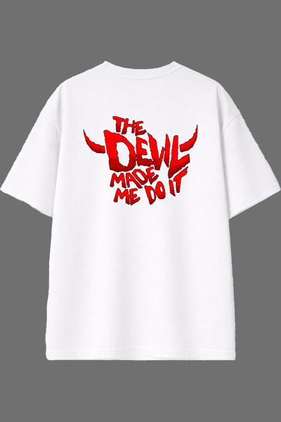 VSRN The Devil Made Design White Oversize T-Shirt with Back Print