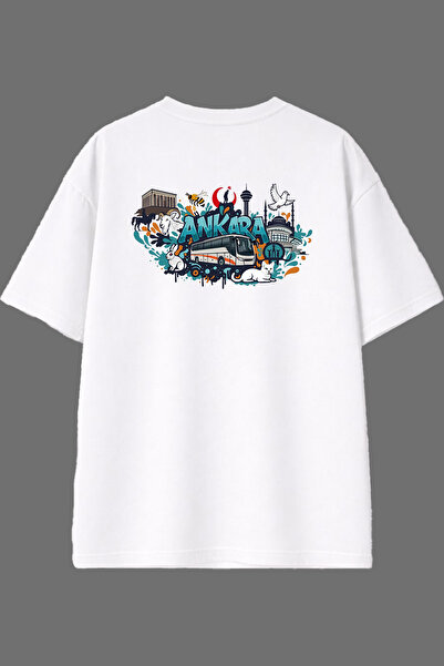 VSRN Ankara Design Back Printed White Oversize T-Shirt