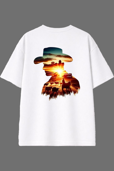 VSRN Μπλουζάκι Cowboy Life Design με στάμπα στην πλάτη, λευκό, oversized
