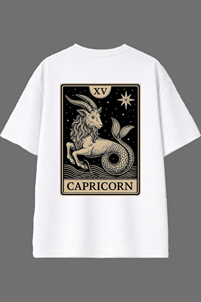 VSRN Tricou supradimensionat alb cu imprimeu pe spate, design Berbec