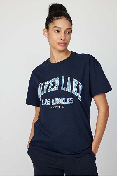 PAULMARK تي شيرت نسائي مطبوع عليه نص