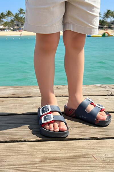 GEZER 14789 Papuci de zi cu zi pentru baie, pentru plajă, cu cataramă dublă, ...