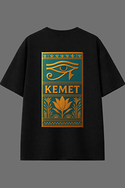 VSRN تي شيرت أسود كبير الحجم بتصميم كيتم المصري وطباعة خلفية