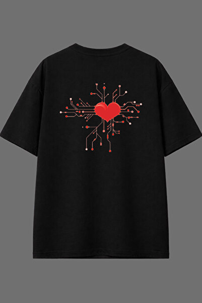 VSRN Μπλουζάκι Oversize με σχέδιο Heart Extensions και στάμπα στην πλάτη σε μ...