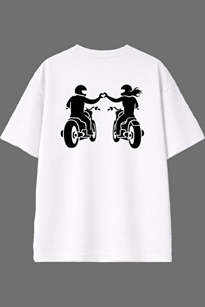 VSRN Motorcycle Lover 1 Design White Oversize T-Shirt with Back Print