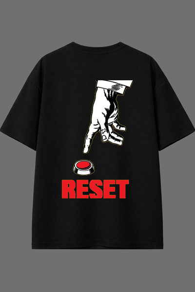 VSRN تي شيرت أسود كبير الحجم بتصميم ريتست ديزاين مطبوع من الخلف