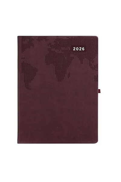 Mercan 2026 14x20 Bordo Termo Deri Günlük Ajanda