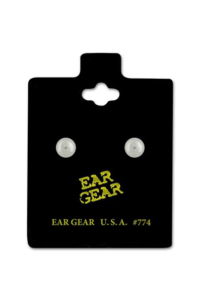 EAR GEAR حلق USA مطلي بالذهب عيار 24K مع حجر لؤلؤي بحجم 4 ملم - 774