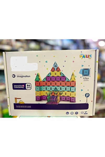 Mini magnetic bloklar 86 parca kutu boyut:27.5x20cm blok boyut 3.75cm