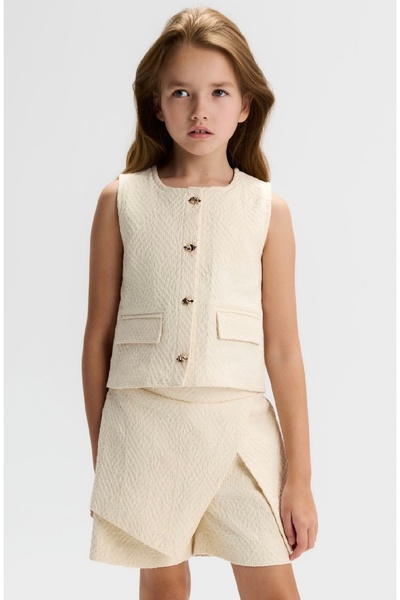 nk kids Limi Girls Soft Textured Tweed Vest Shorts Skirt Set