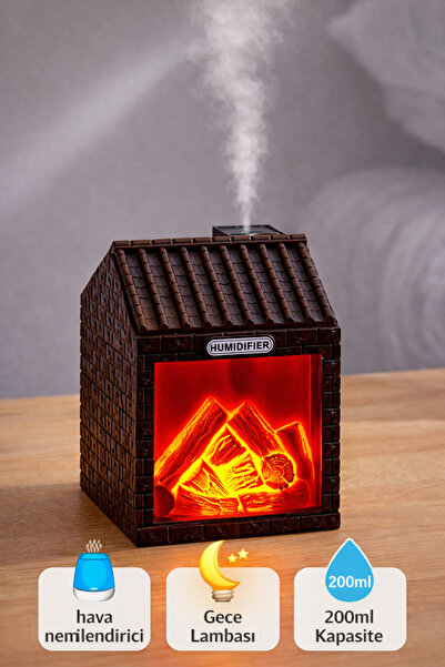 Tech&bello accessories Ultrasonik Şömine Şeklinde Hava Nemlendirici Aroma Dif...
