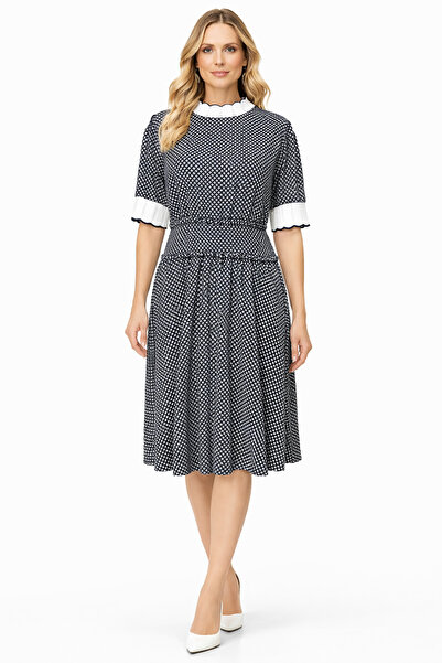 codemark Women's Dress with Collar & Sleeve Trim, Knitwear Garnish, and Waist...