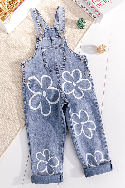 Babymod Salopetă din denim cu imprimeu floral pentru fete