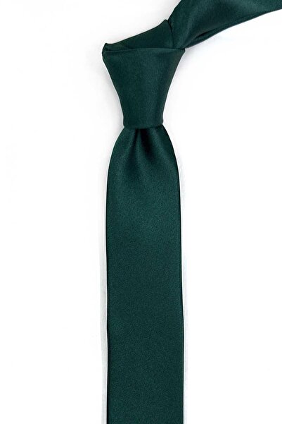 Kravatkolik Cravată verde simplă, ultra satinată, subțire, din mătase, 4,8 cm...