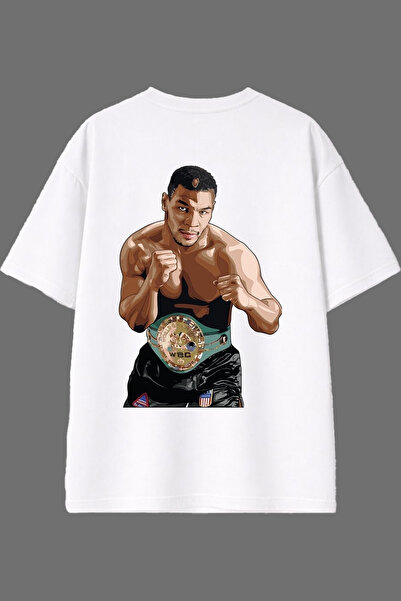 VSRN Tricou oversize alb cu imprimeu pe spate, design Boxer