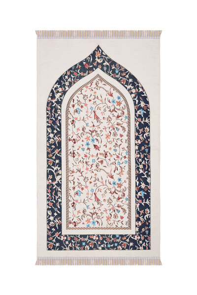 Bursa İpek سجادة صلاة منسوجة خاصة بنمط رافزا كريمي