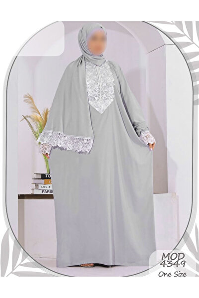 Gerenic Cotton prayer sheet decorated with gray lace, one size.