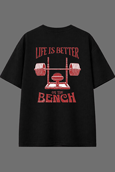 VSRN تي شيرت أسود كبير الحجم بتصميم Life Is Better مطبوع من الخلف