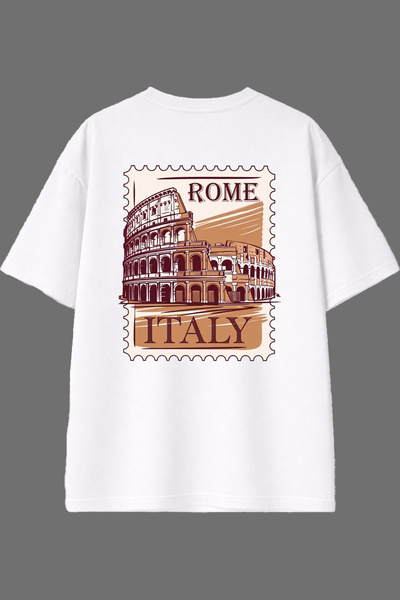 VSRN Rome Italy Design White Oversize T-Shirt with Back Print