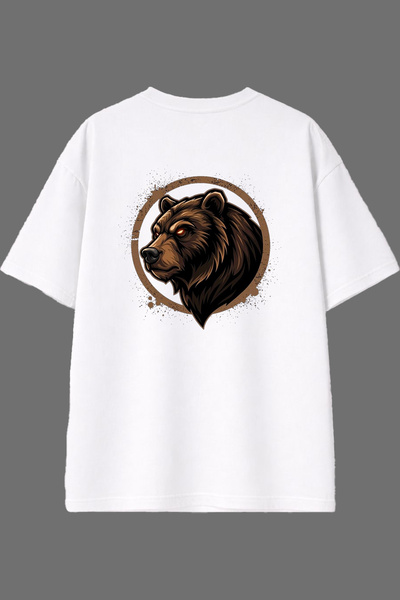 VSRN Tricou supradimensionat alb cu imprimeu pe spate Bozayı Design