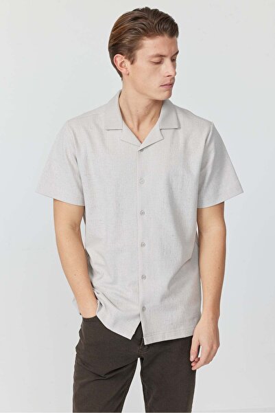 PAULMARK Cămașă cu mânecă scurtă și guler cubanez pentru bărbați