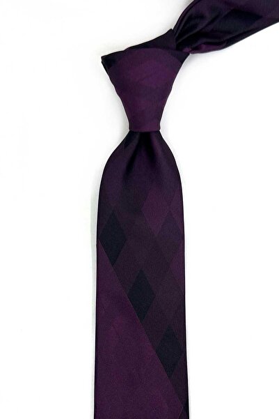 Kravatkolik 6.3 cm Purple Baklava Pattern Silk Tie İk2311