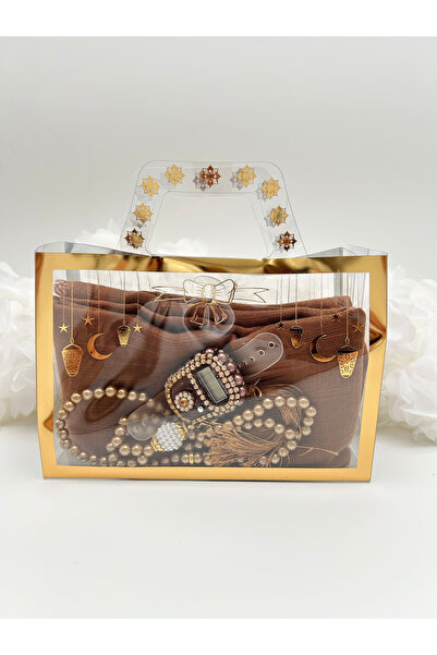 LenaToptan 1 Ramadan-Themed Bag Contains a Fringed Cover, Prayer Beads, and a...