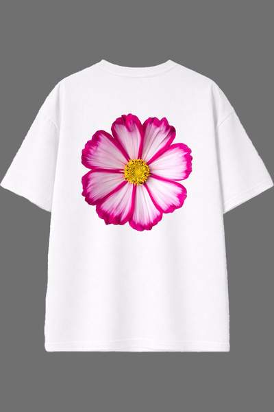 VSRN Tricou oversize alb cu imprimeu pe spate Purple Daisy Design