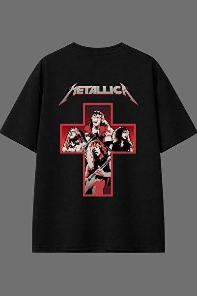 VSRN تي شيرت أسود كبير الحجم بتصميم هاتش روكستر مطبوع من الخلف