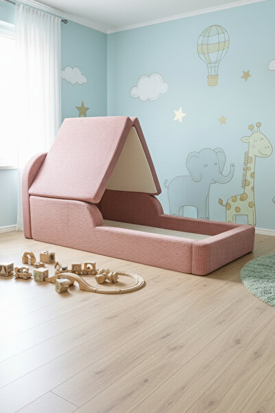 MiniWood Montessori Katlanır Çocuk Yatak Oyun Alanlı Karyola Sünger Yer Yatağ...