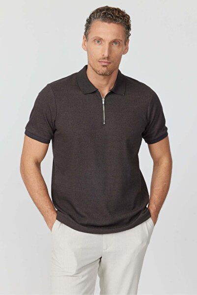 PAULMARK Men's Zippered Polo Neck T-Shirt