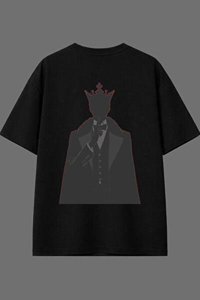 VSRN Tricou oversize negru cu imprimeu pe spate, design Regele Întunericului