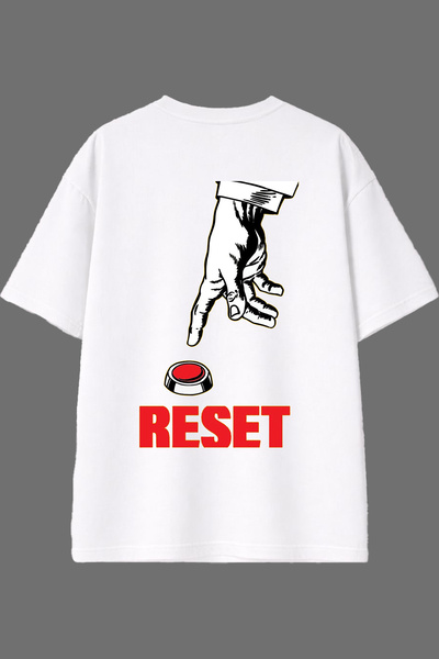 VSRN تي شيرت أبيض كبير الحجم بتصميم ريتست ديزاين مطبوع من الخلف