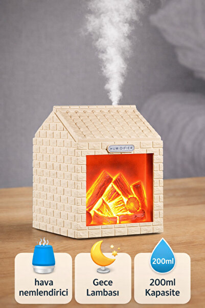 Tech&bello accessories Ultrasonik Şömine Şeklinde Hava Nemlendirici Aroma Dif...