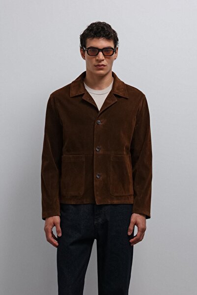 Antioch Kahve Süet Erkek Klasik Ceket