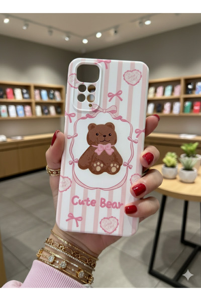 OVADA Redmi Note 11/Note 11s Uyumlu Ayıcık Ve Kurdele Desenli Silikon Telefon...