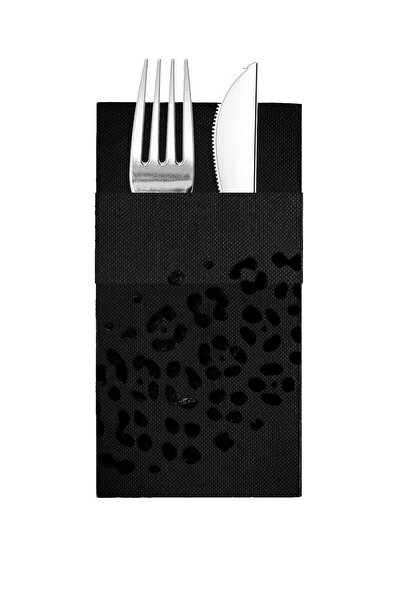 Story 40X40 cm Black Foil Leopard Safari Party Patterned Black Colored Paper ...