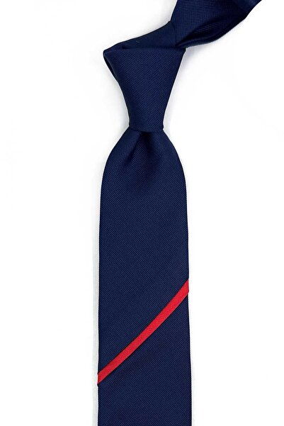 Kravatkolik 6.3 cm Navy Blue Plain Piece Patterned Silk Tie Ik2312