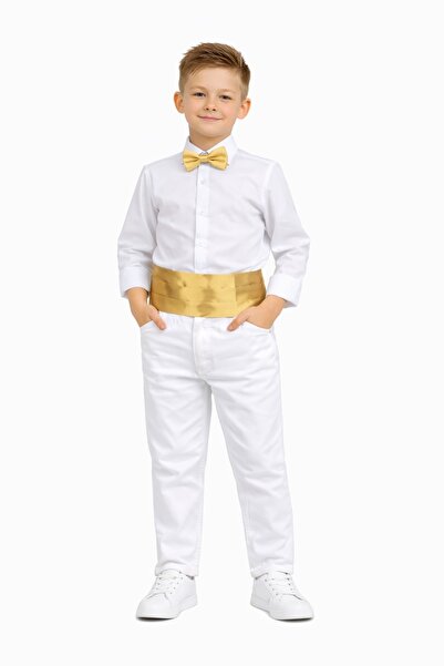 Nacar Erkek Çocuk 23 Nisan 29 Ekim Bel Kuşak Papyon&Gömlek Pantolon Takım