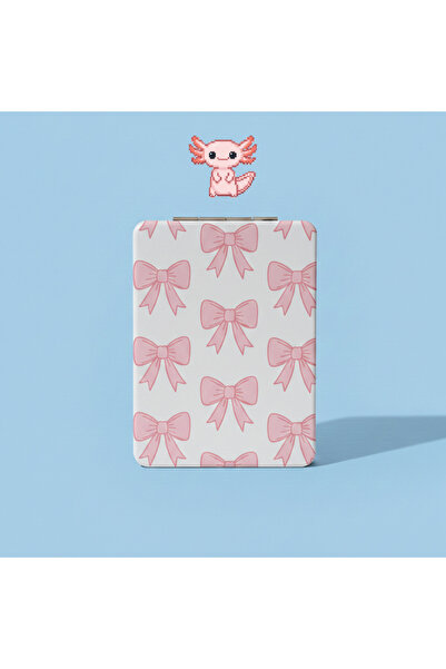 Ayna Fiyonk Desenli Cep Aynası | Çift Taraflı Katlanır | Taşınabilir Makyaj A...