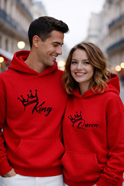 LORVEX February 14 Valentine's Day King - Queen Printed Sweatshirt Couple Com...
